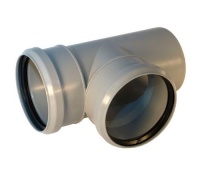 КП4009 Тройник Политэк 40-40-90° внутренняя канализация серая
